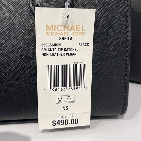 Michael Kors Sheila Small Center Zip Satchel Shoulder Crossbody Bag 
Black - Picture 12 of 13